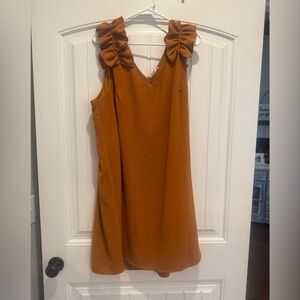 Entro dress. Xxl deep orange color with ruffle shoulder.